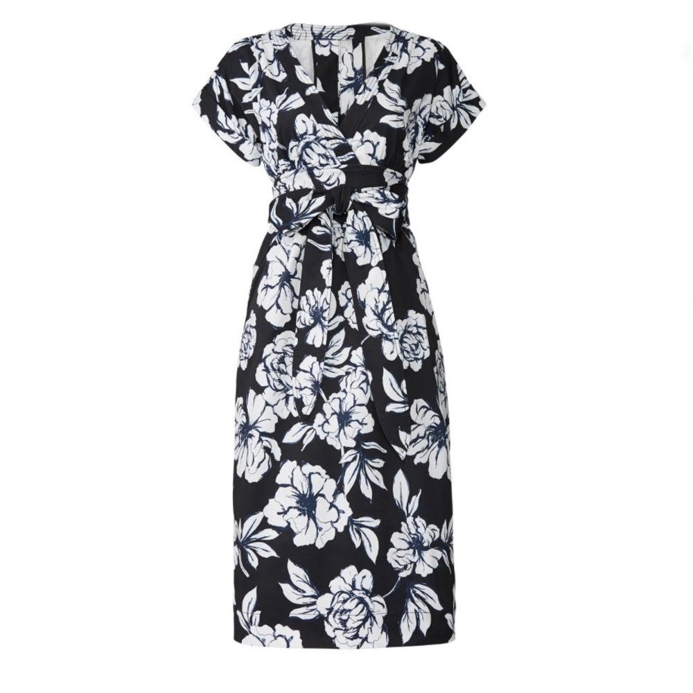 Marissa Webb Black and White Floral Midi Dress